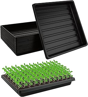12 Pack Plant Growing Trays Without Holes, 10.6”x 10.6”No Drain Holes Garden Microgreens Growing Seedlings Trays, Plastic Wheatgrass Sprouting Trays, Hydroponic Trays, Greenhouse Seed Starter Trays