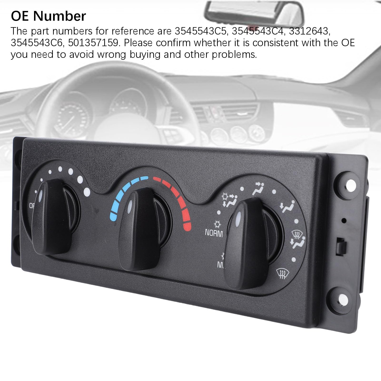 Zerodis Módulo de Control de Climatización del Calentador de CA ABS Panel de Control HVAC OE 3545543C4 Reemplazo para International Truck 4200 4300 4400 7400 2002 a 2012