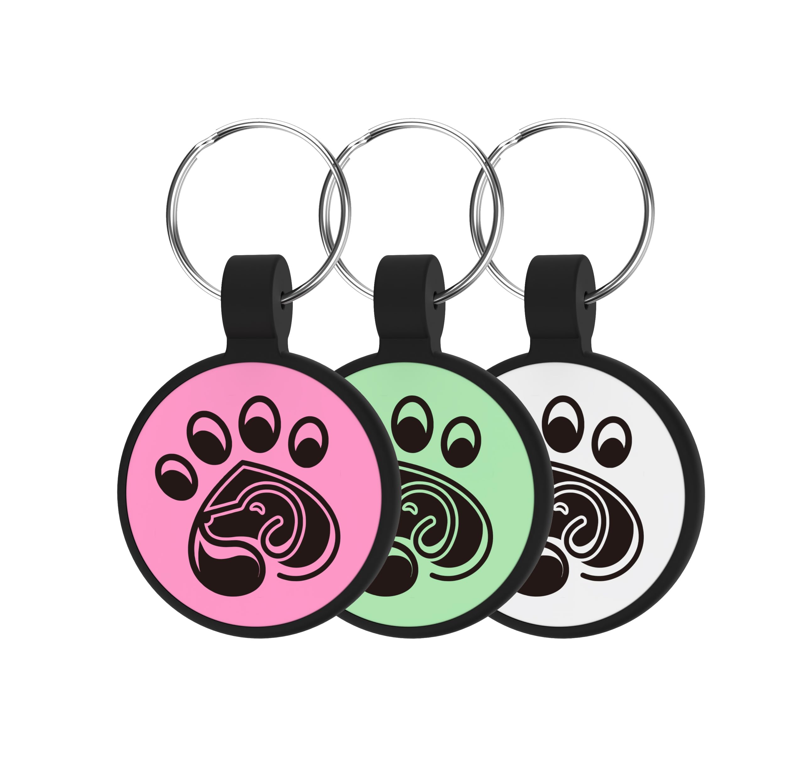 QR Code Dog ID Tag, Scannable QR Code Smart Pet Tag, Scan QR Receive Real Time GPS Location Alert, Modifiable Pet Online Profile, No Subscription or Fees (Rose & Green & White, Round)