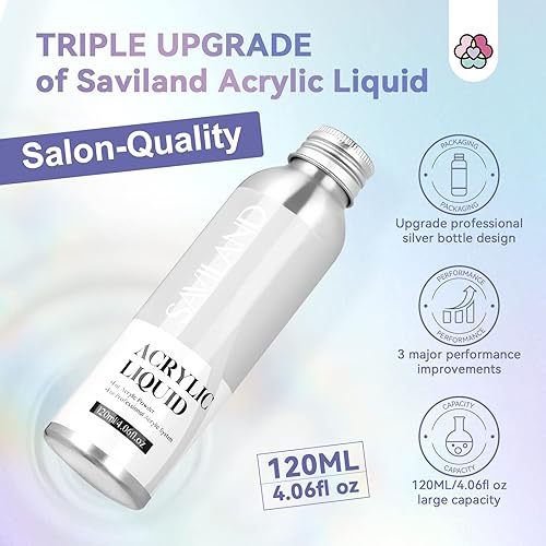 Miniatura 2 de Saviland Líquido acrílico profesional  4.06 fl oz Líquido de uñas acrílicas sin amarillamiento para aplicaciones acrílicas, bricolaje de larga
