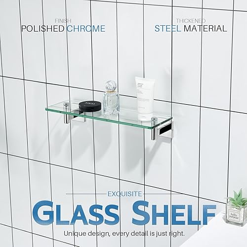 Miniatura 11 de KOKOSIRI Estante flotante para baño, estantes de montaje en pared de 16 pulgadas para dormitorio, sala de estar, cocina, estante colgante pequeño de