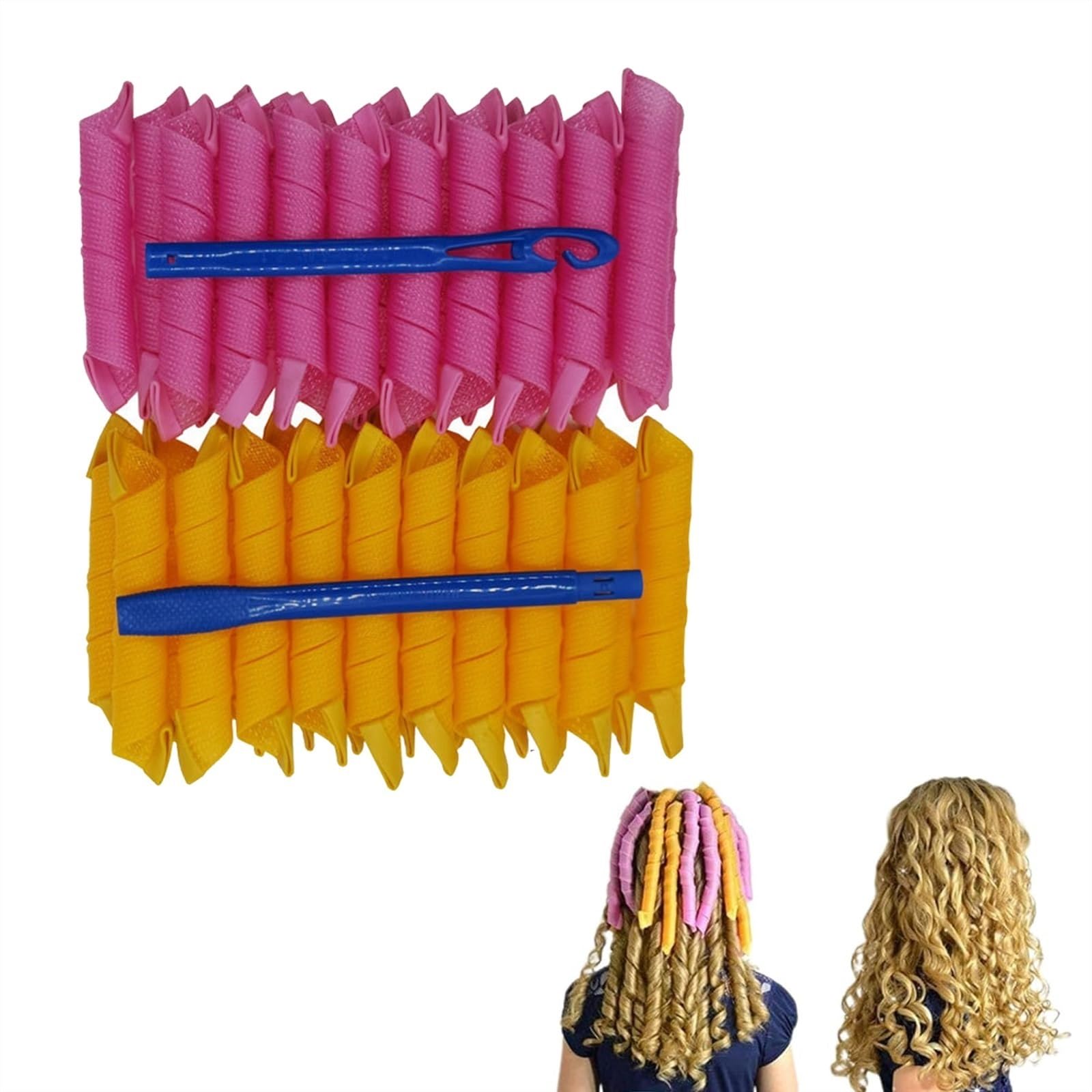 Hitzefreie Lockenwickler-Set – 36 Spiralwickler + 2 Haken, Für Natürliche Locken Ohne Hitzeschaden