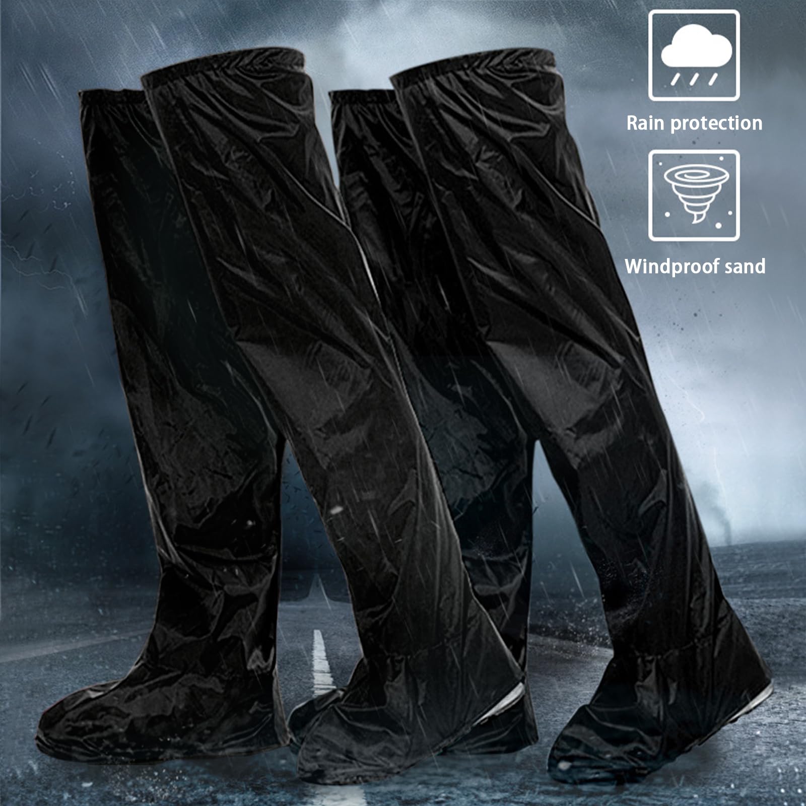 OhMill Pantalon Imperméable Jambes Imperméable pour Cyclisme Imperméable pour Jambes et Pieds Protège-Jambes Étanches Ajustable Pratique pour Moto Vélo VTT