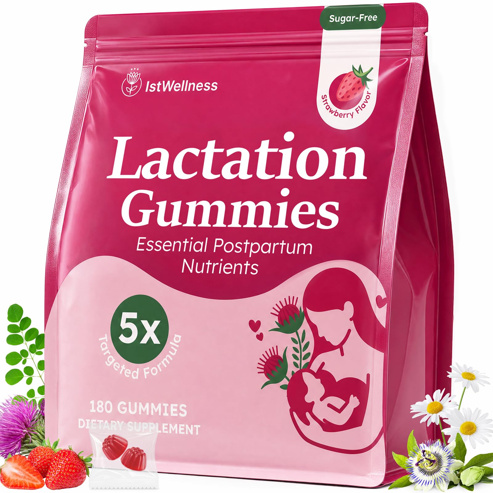Lactation Supplement, Breastfeeding Gummies for Milk Production, 180 Counts 180 Count (Pack of 1)