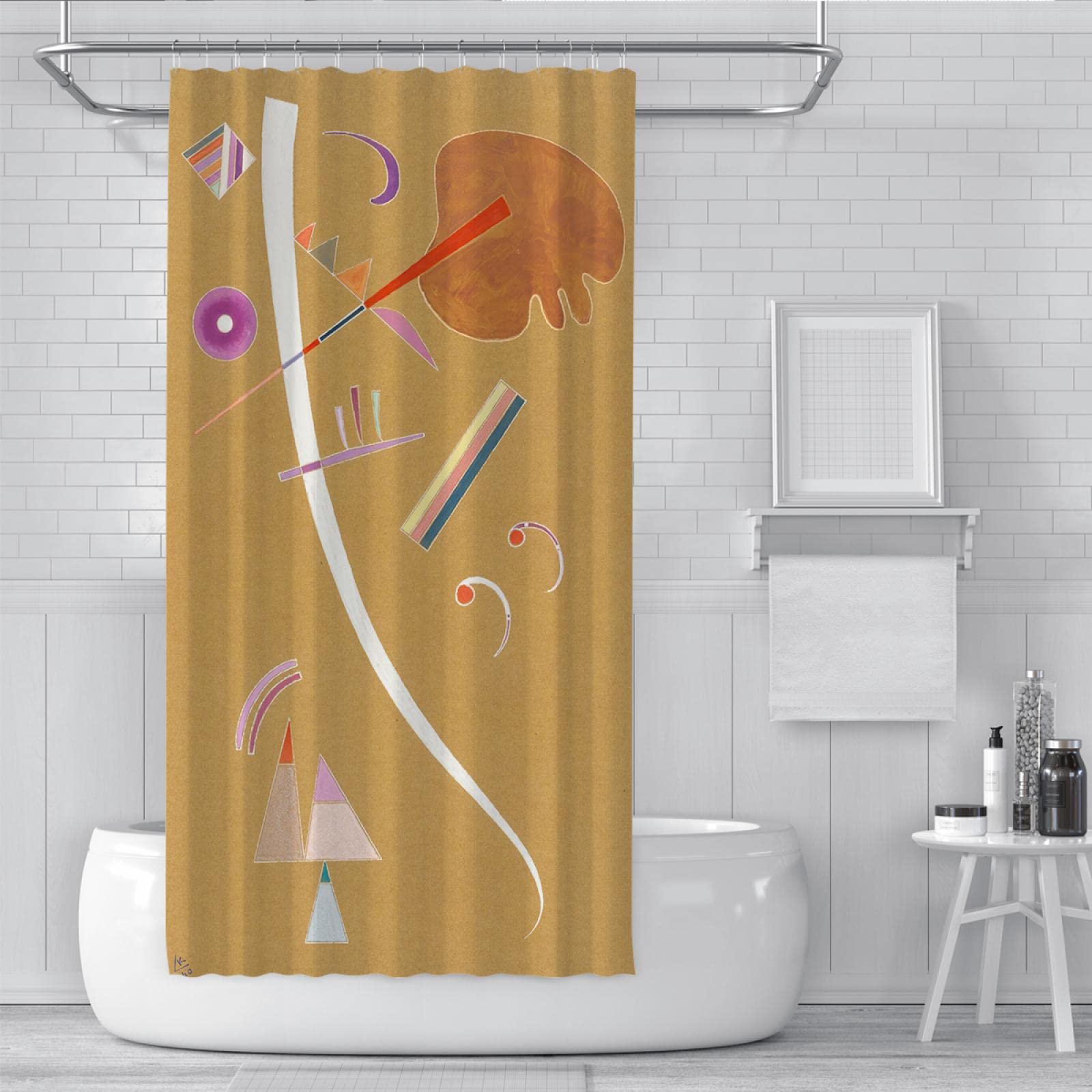Cortina De Ducha Antimoho 90x180 Cm - Tela Poliéster, Rayas 3D, Con Ganchos