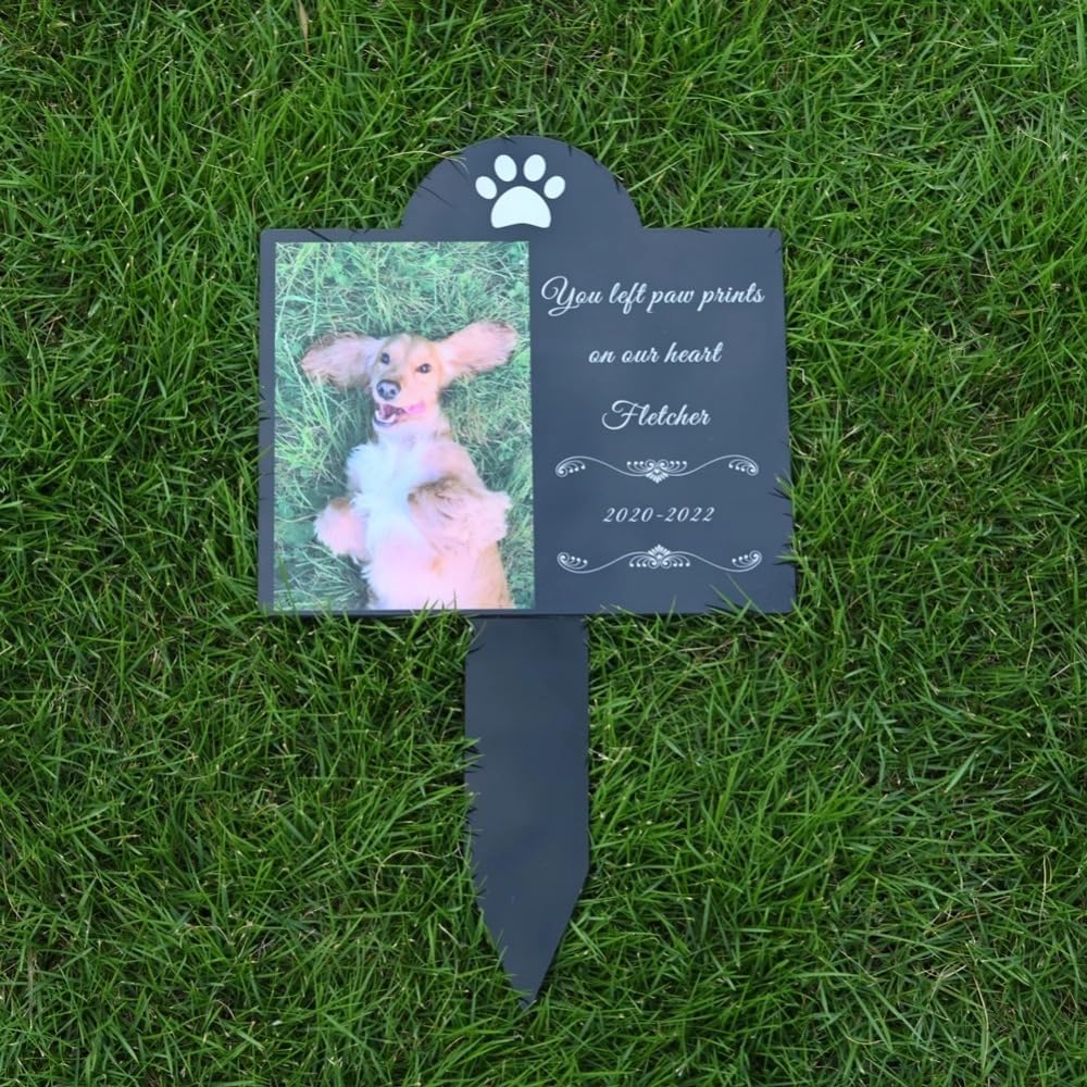 Personalized Pet Photo Memorial Plaque Stake Acrylic,Personalised Pet Memorial Stake,Dog Memorial Gifts for Loss of Dog,Dog memorials & funerary (Black A,29x21cm)