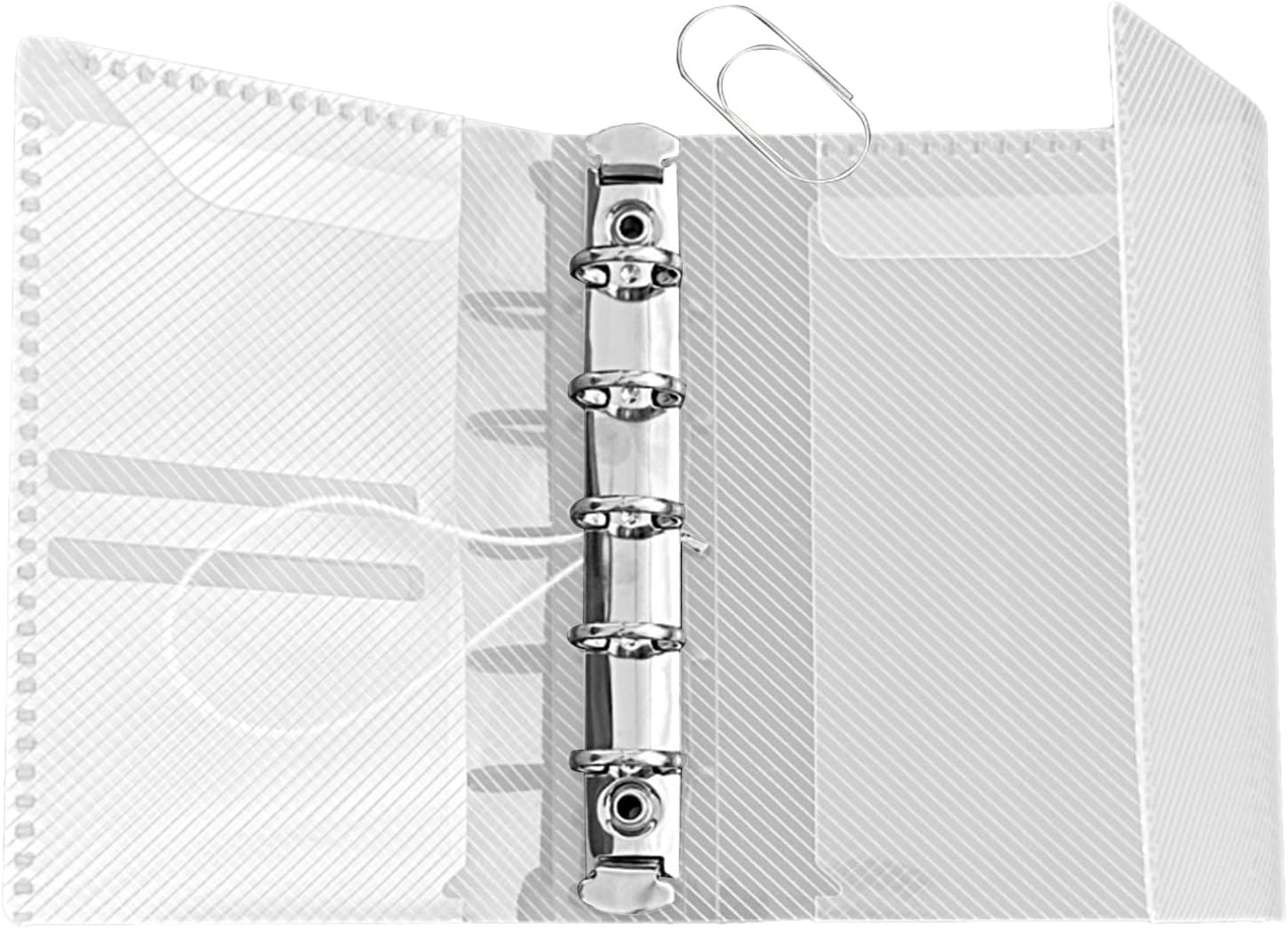 Clear Binder - Small 5 Ring Binder - M5 Trifold Folder for Holding Photocards | PVC Cover for Card Collection, Mini Document Organizer, Clipboard for V