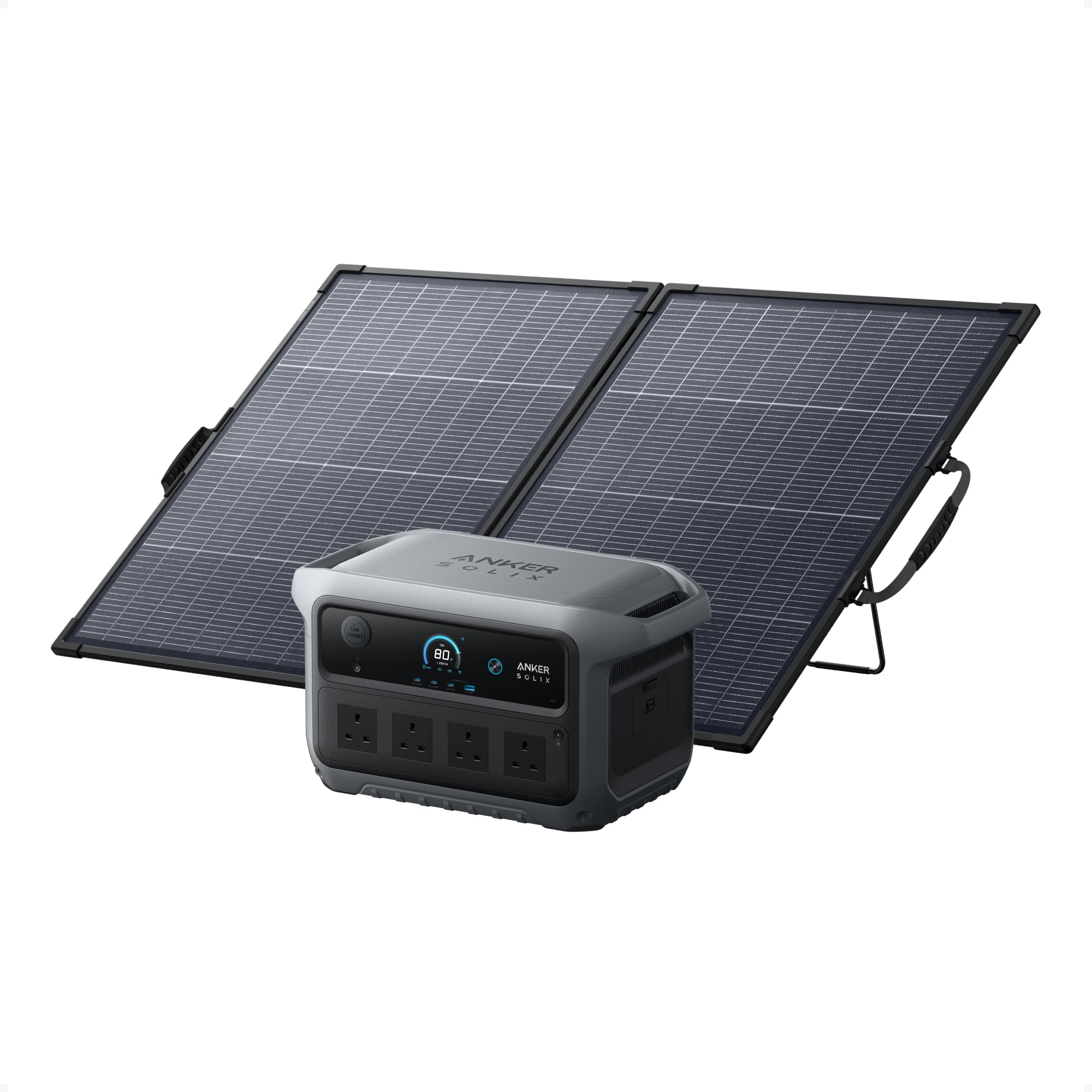 Anker Gray Solix C2000 Gen 2 Portable Power Station With 200W Solar Panel, 2400W (Peak 4000W) Solar Generator, 2048Wh Lifepo4 Battery, Fast Charge 100% In 58 Min, Home Backup, Camping, Rving & Emergency