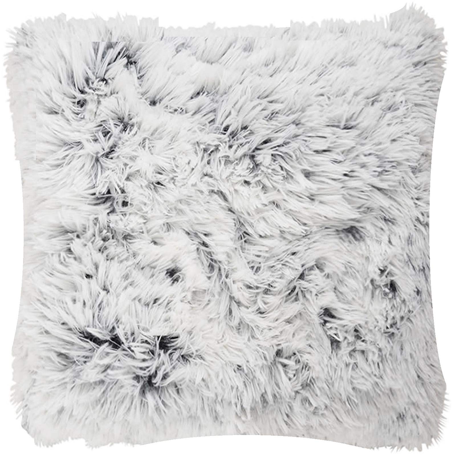 Adore Home Two Tone Long Pile Super Soft & Cuddly 17x17 (43x43cm) Cushion Cover (Charcoal & White) — image 1