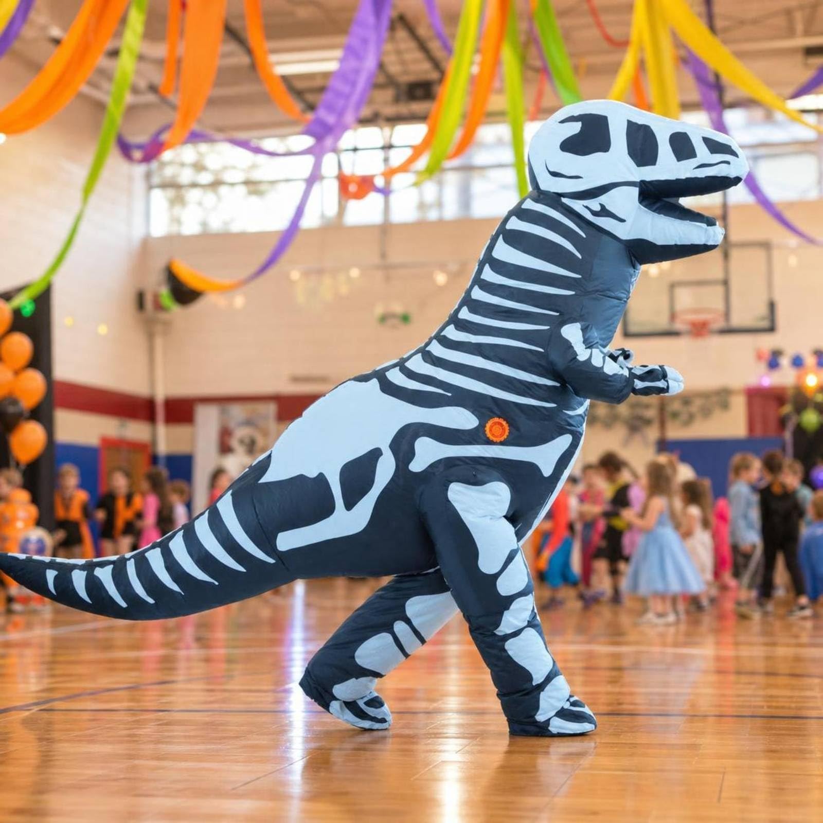 Sharplace Disfraz de Dinosaurio para Adulto Inflable Esqueleto Traje Hinchable Completo Ventilador Ligero Cómodo Visibilidad Alta Material Poliéster Plástico