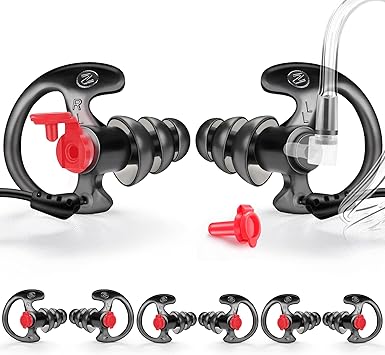 Zeadio Triple Flanged Earpiece ، سيليكون مريح Earmould Earbud Earplug - كبير ، زوج من 4 ، أسود