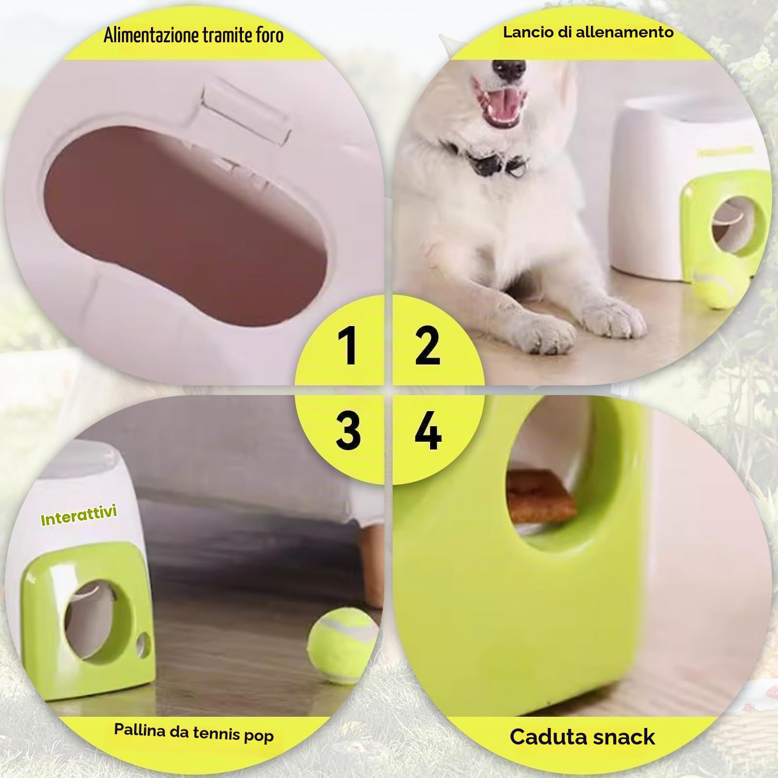 Lanciatore Automatico Della Palla per Cani, Macchina Interattiva Di Lancio Della Palla Da Tennis per Giocattolo Di Arricchimento per Uso Interno, Lanciatore di Palla per