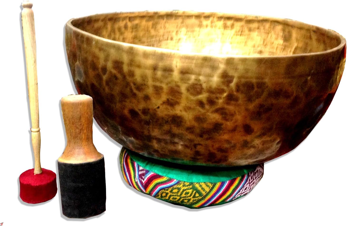 11-Inch Diameter Chakra Master Healing & Meditation Tibetan Singing Bowl including Mallet, Drum Stick and Silk Cushion Handmade in Nepal