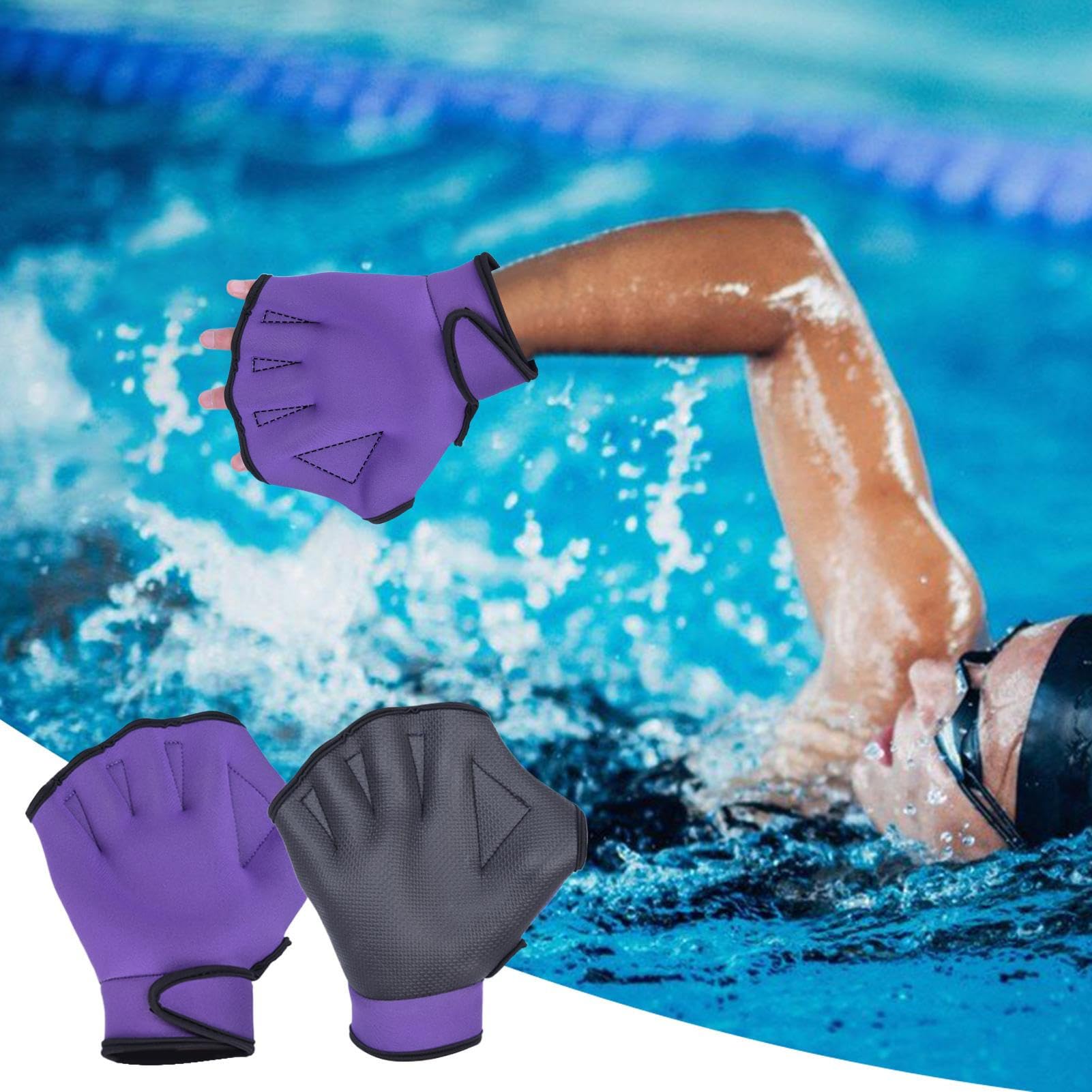 Guanti da nuoto – Guanti da allenamento acquatici palmati | Pinne in gomma per esercizi in piscina, fitness in acqua, snorkeling e immersioni, attrezzatura per allenamento della forza di nuoto per