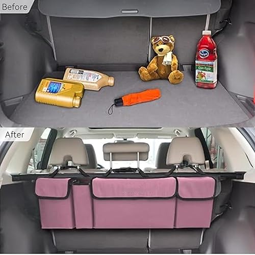 Miniatura 4 de Organizador de maletero de automóvil, para colgar en el asiento trasero con correas ajustables, bolsa de carga plegable de PVC impermeable,