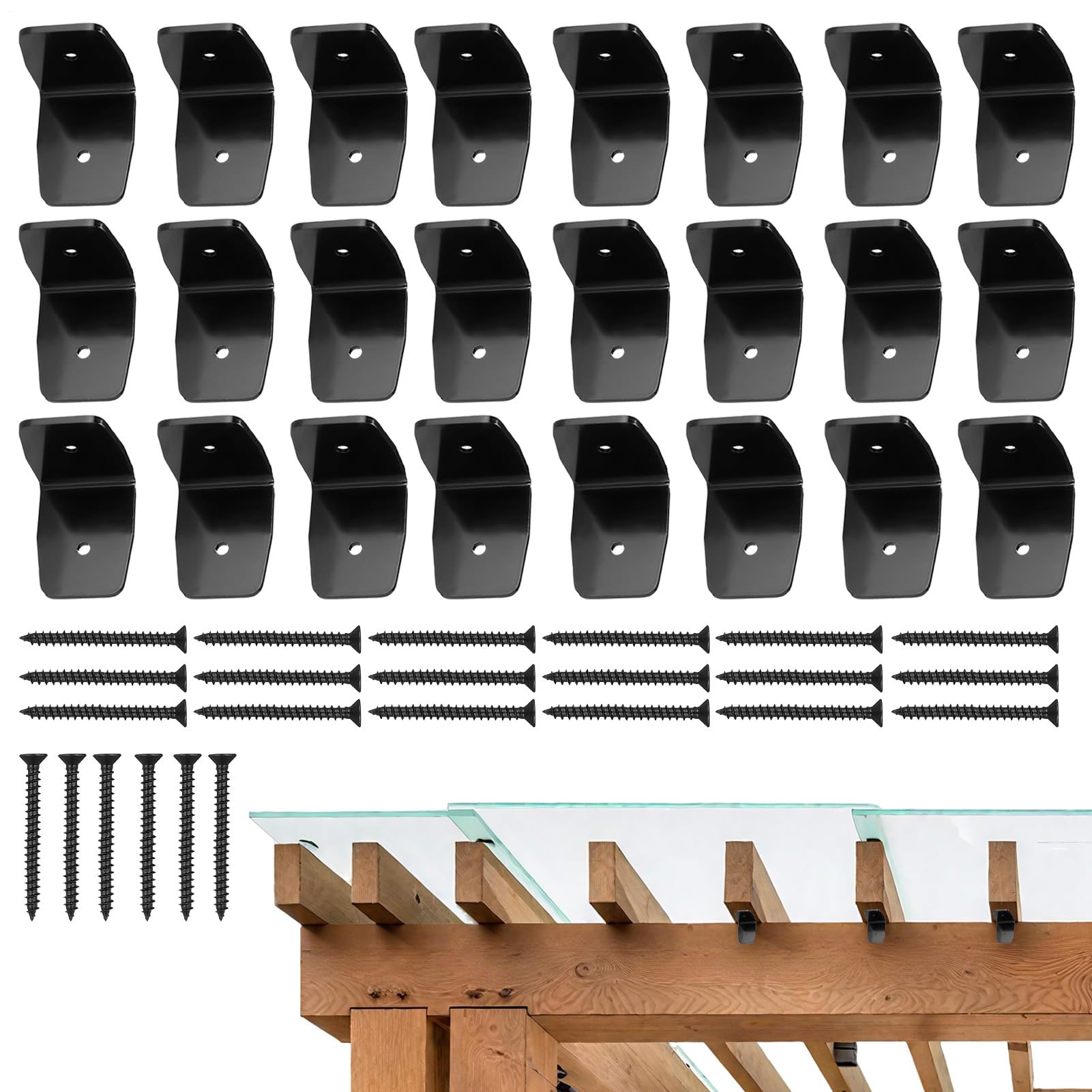 Black Rafter Brackets - Galvanized Steel Roof Brackets - Heavy Duty Roofing Connectors Wood Joist Hangers Hardware for Ceiling Beam Shed Gazebo Pergola Fence