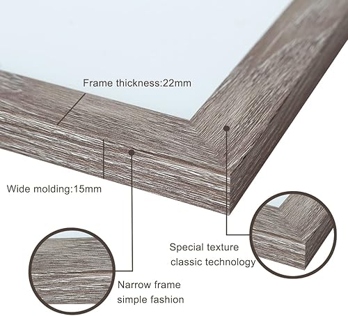 Miniatura 3 de Marco de 12 x 18 pulgadas con paspartú, color gris, juego de 3 portarretratos de madera, para fotos de 8.5 x 11 pulgadas con paspartú o de 12 x 18