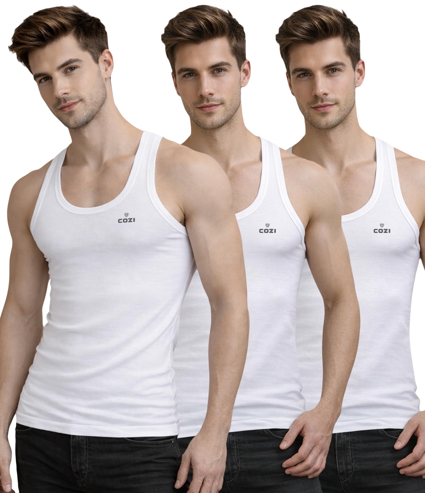 Men's Cotton Modern Fit Vest (Pack of 3)-image-17