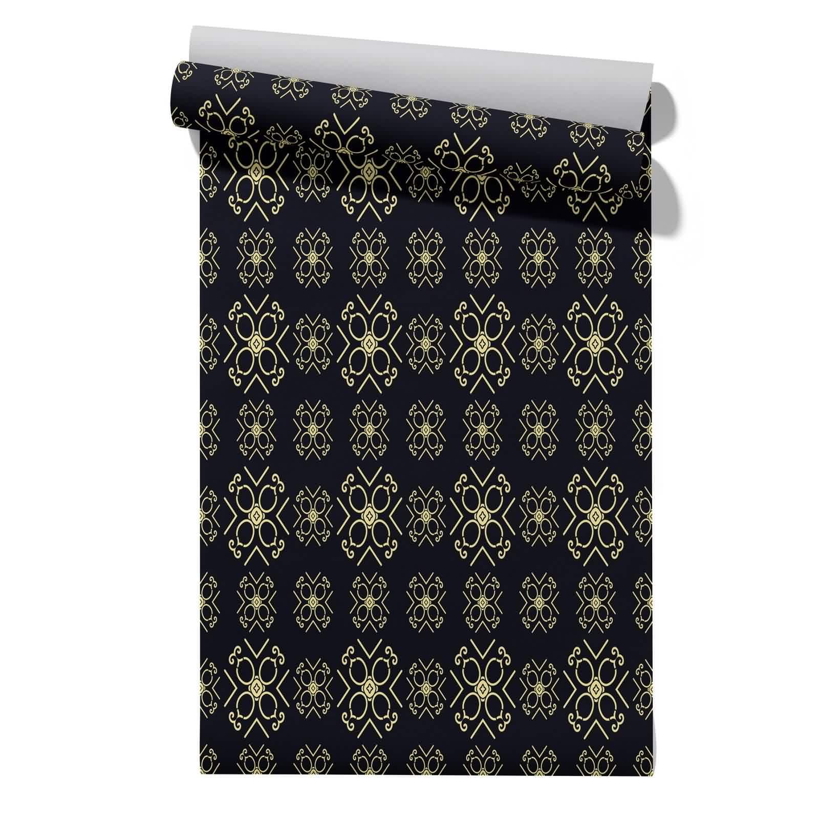 Cevan Style 10 Living Room Wallpaper Damask Covering Kitchen Geometric Textures Retro And Elegant Paste The Fan Gold Kitchen Backsplash Peel Stick Wallpaper 45X300cm