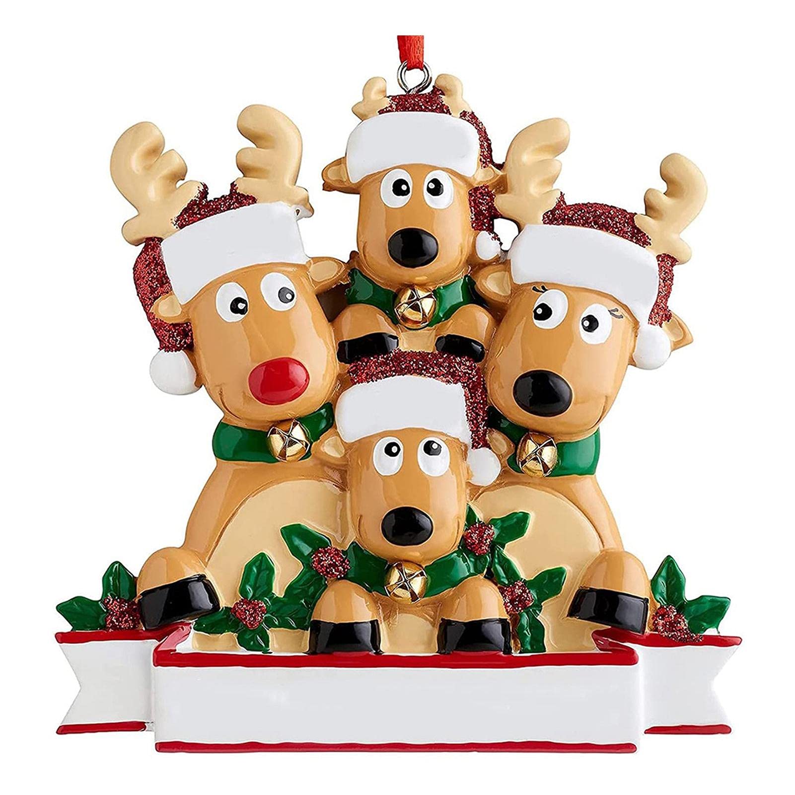 Yiida Navidad Personalizado, Linda Familia Renos 3, 4, 5, 6, 7 y 8, Delicada decoración del árbol Navidad, Amigos la Familia