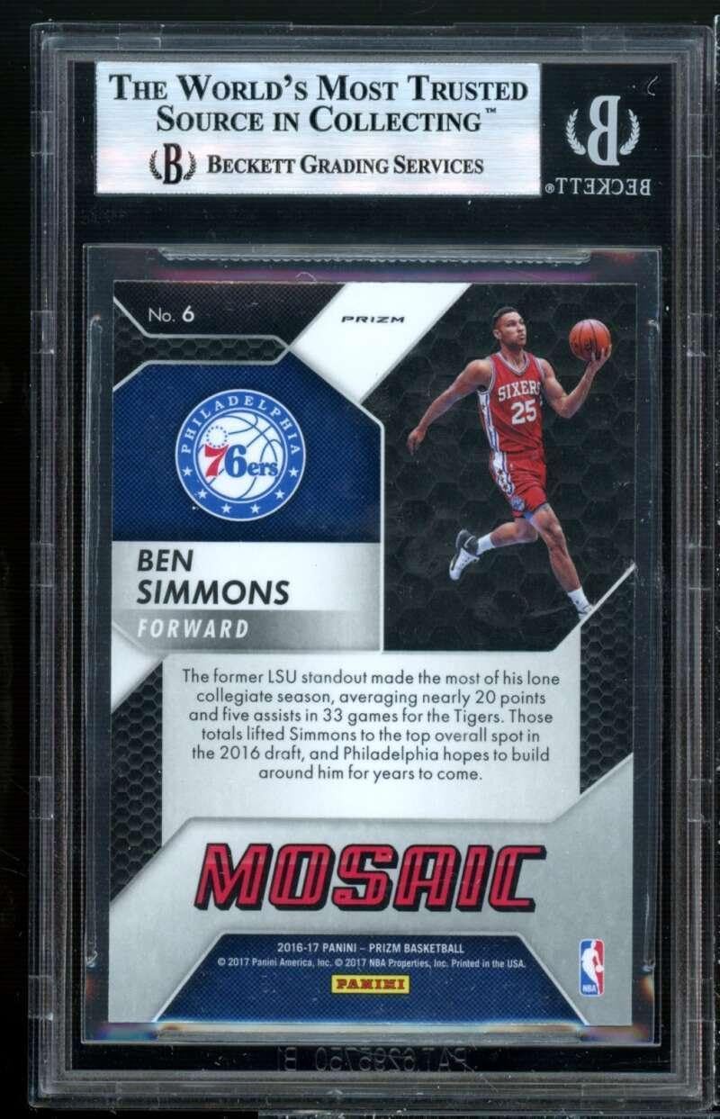 Ben Simmons Rookie Card 2016-17 Panini Prizm Mosaic #6 BGS 9 (9 9.5 9 8.5) - Basketball Slabbed Rookie Cards