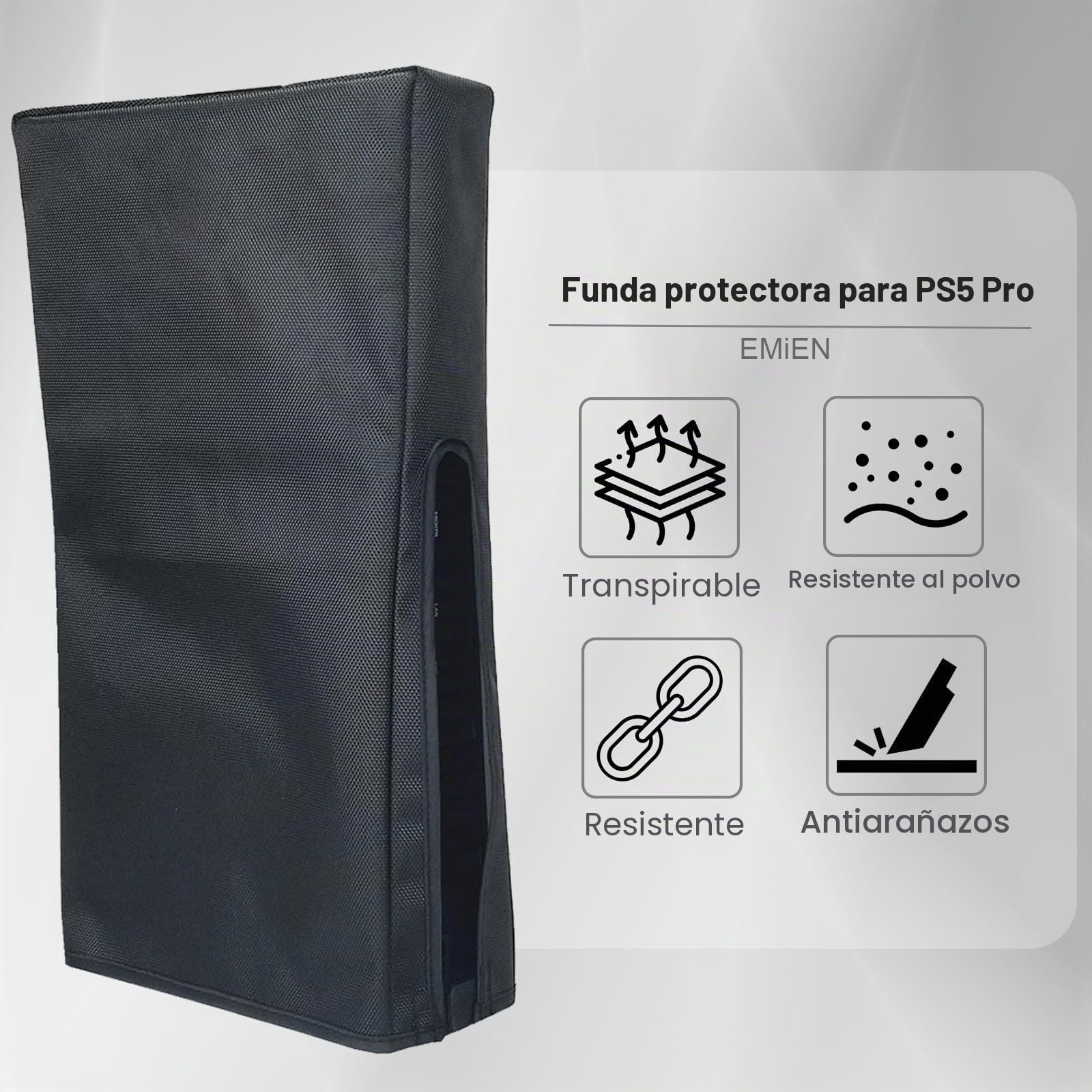 Cubierta antipolvo para consola PS5 Pro, tela Oxford, antiarañazos, impermeable, con puerto de cable trasero para Sony PlayStation 5 digital, versión de disco y versión de disco (negro)