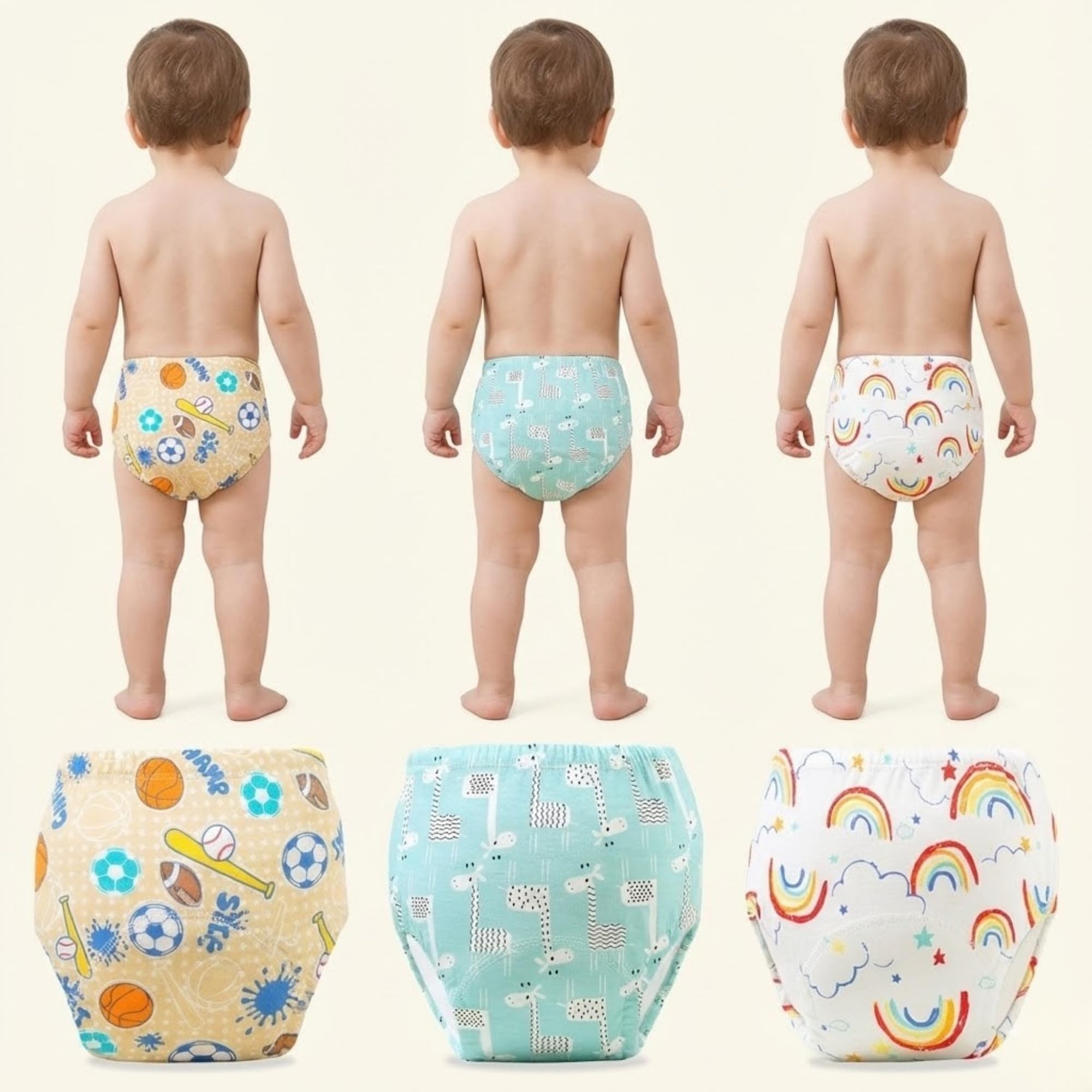 Bembika Baby Training Pant Soft Cotton Reusable Potty Training Pants For Kids Leak-Resistant, Padded Underwear For Babies To Support Diaper Free Transition (L Size For 18-24 Months Pack Of 3)-image-45