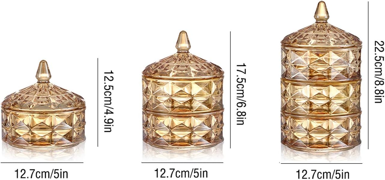 TOMYEUS Sugar Bowl Sugar Bowl Household Transparent Candy Jar with Lid Crystal Glass Jar Coffee Cube Sugar Bowl Sugar Bowl with Multiple Layers Sugar Pot (Color : B, Size : Single layer)