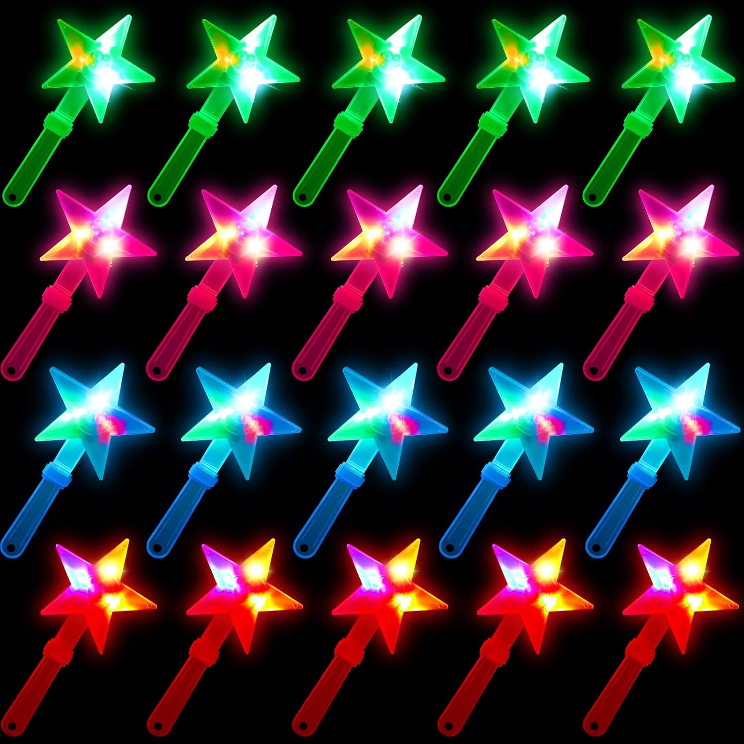 20 Pcs 10.6 Inch LED Star Hand Clapper, Light up Star Shape