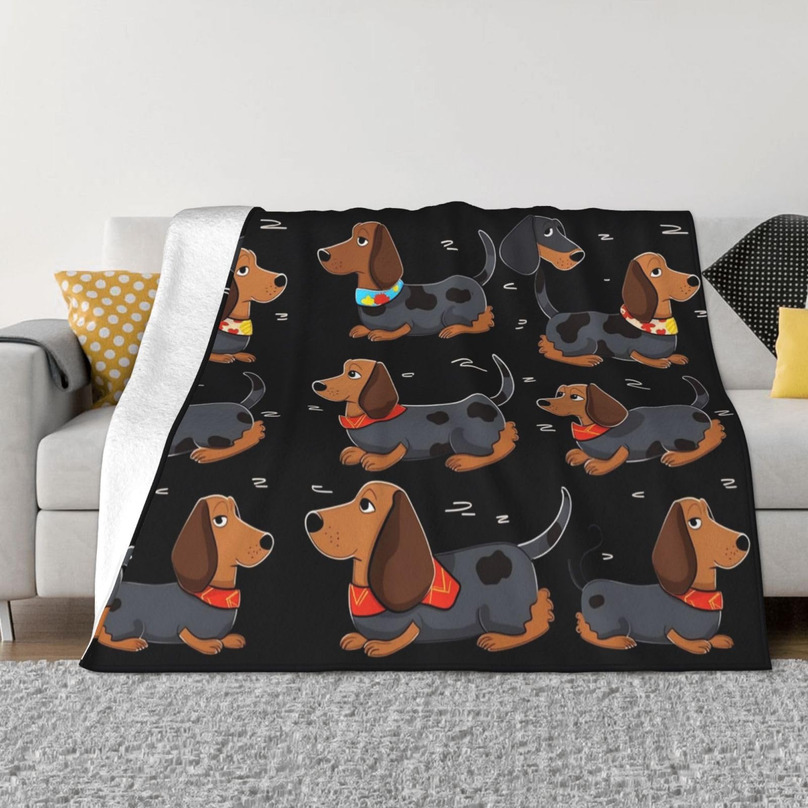 KLOPH I Love My Dog Dachshunds Throw Blanket 60"x50" Flannel Fluffy Warm Blanket for Couch, Reversible Plush Blankets for Bed, Comfy Fuzzy Blanket for Sofa, Plush Lightweight-Blankets for All Season