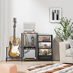 Support de lecteur d'enregistrement, support de guitare pour Acoustique, guitare électrique, acoustique, basse avec support d'ampli de guitare, 3-Tier Stockage des enregistrements vinyles, Table de lecteur d'enregistrement pour lecteur d 'enregistrement, haut-parleur, amplificateur
