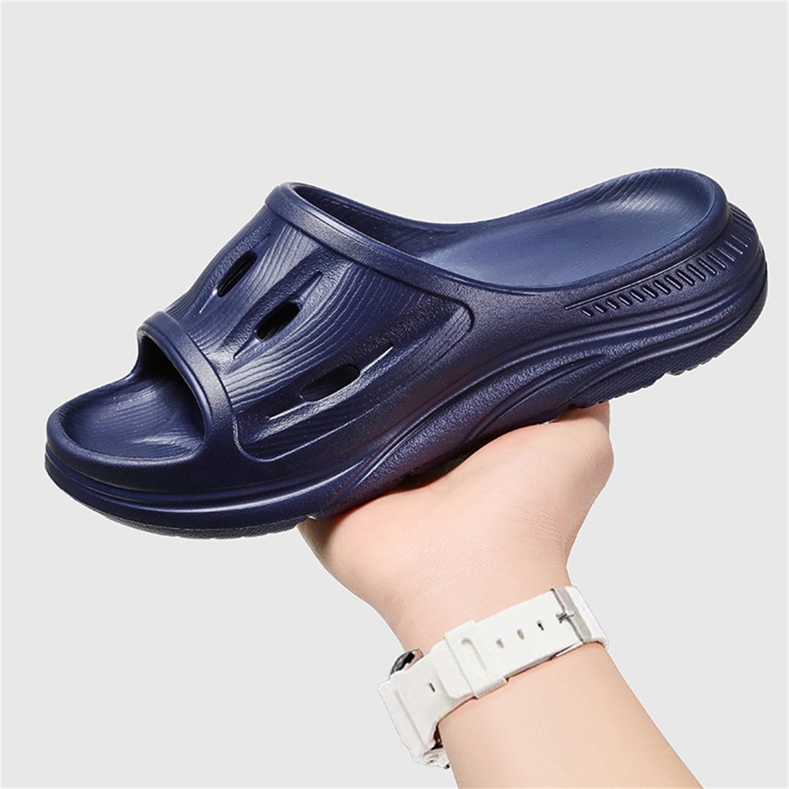 Sandali estivi ortopedici da uomo, slip-on, in maglia traspirante, con supporto per arco plantare, Blu, 39 EU