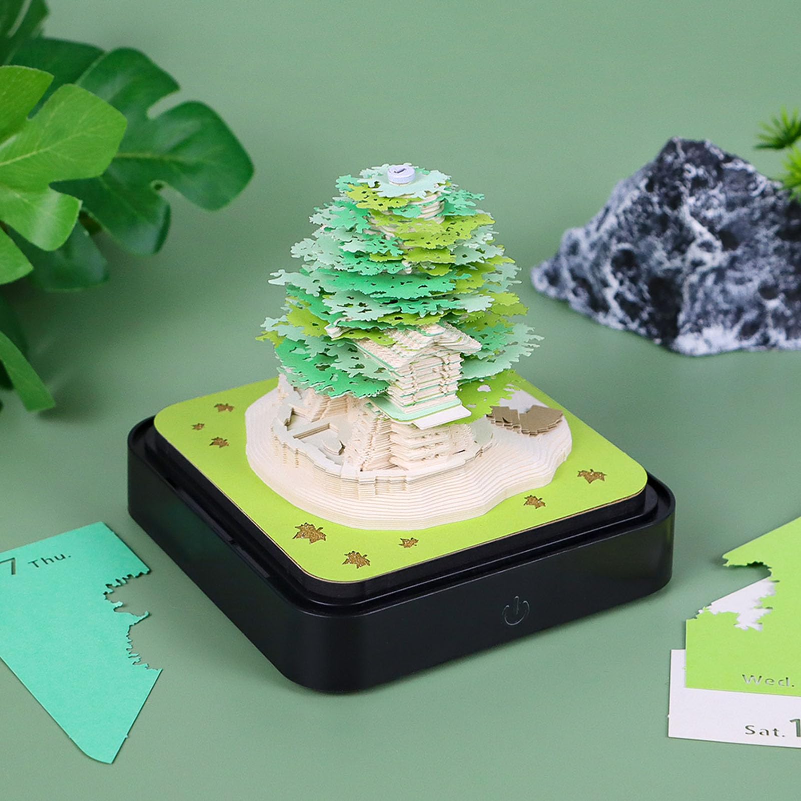 Naroote 3D Notizblock mit Einzigartigem Baumhaus-Design (GREEN)