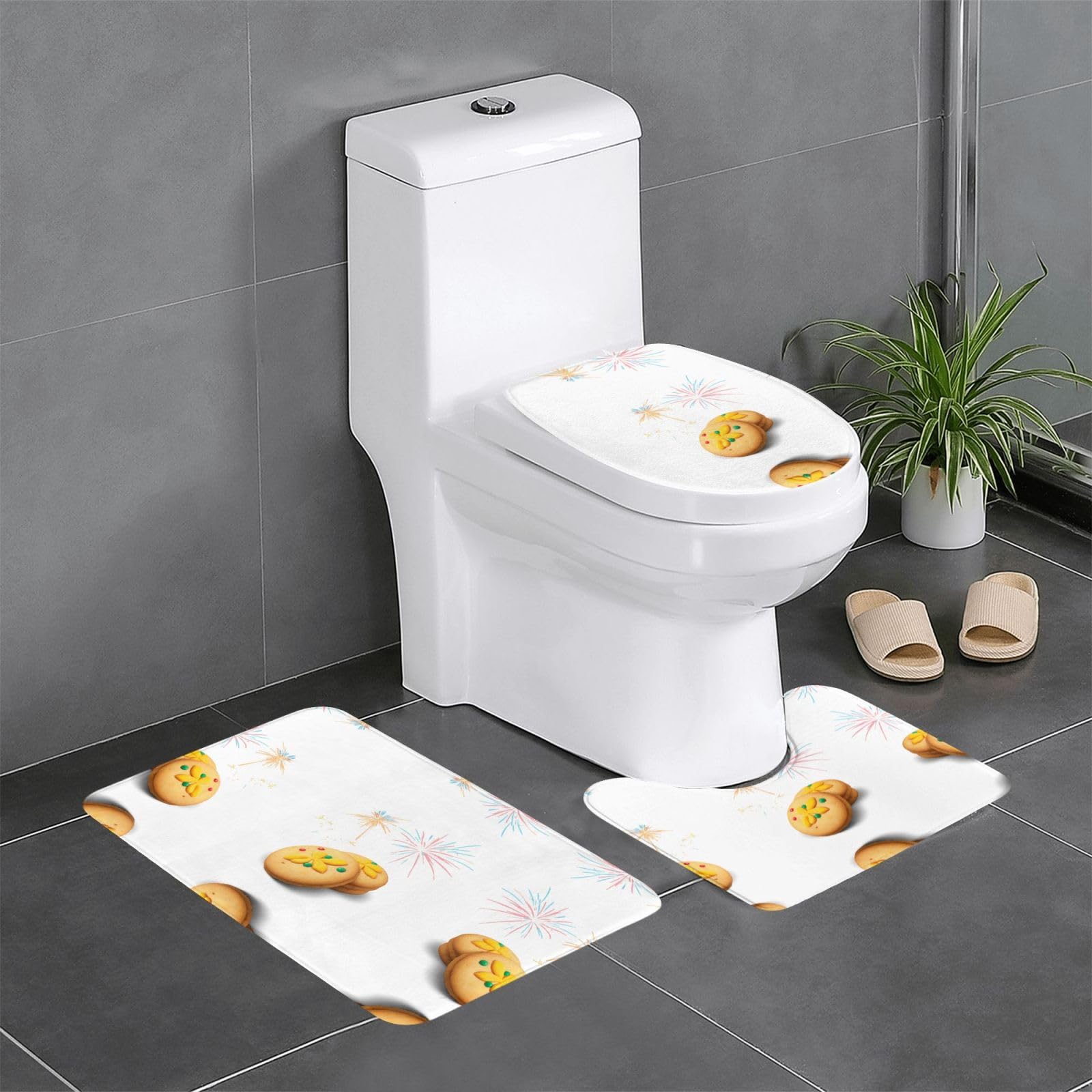 Tapis de salle de bain antidérapants 61 x 40,6 cm lot de 3 imprimés faciles à nettoyer