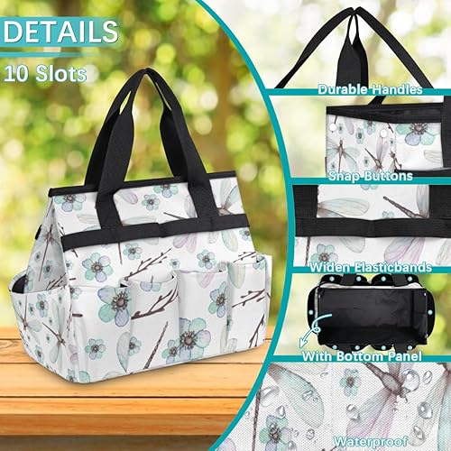 Miniatura 5 de Dragonfly Flower Tree Branch Garden Tool Tote Bag for Women Men Gardening Tool Storage Bags with 10 Pockets Standable Garden Home Tool Kits