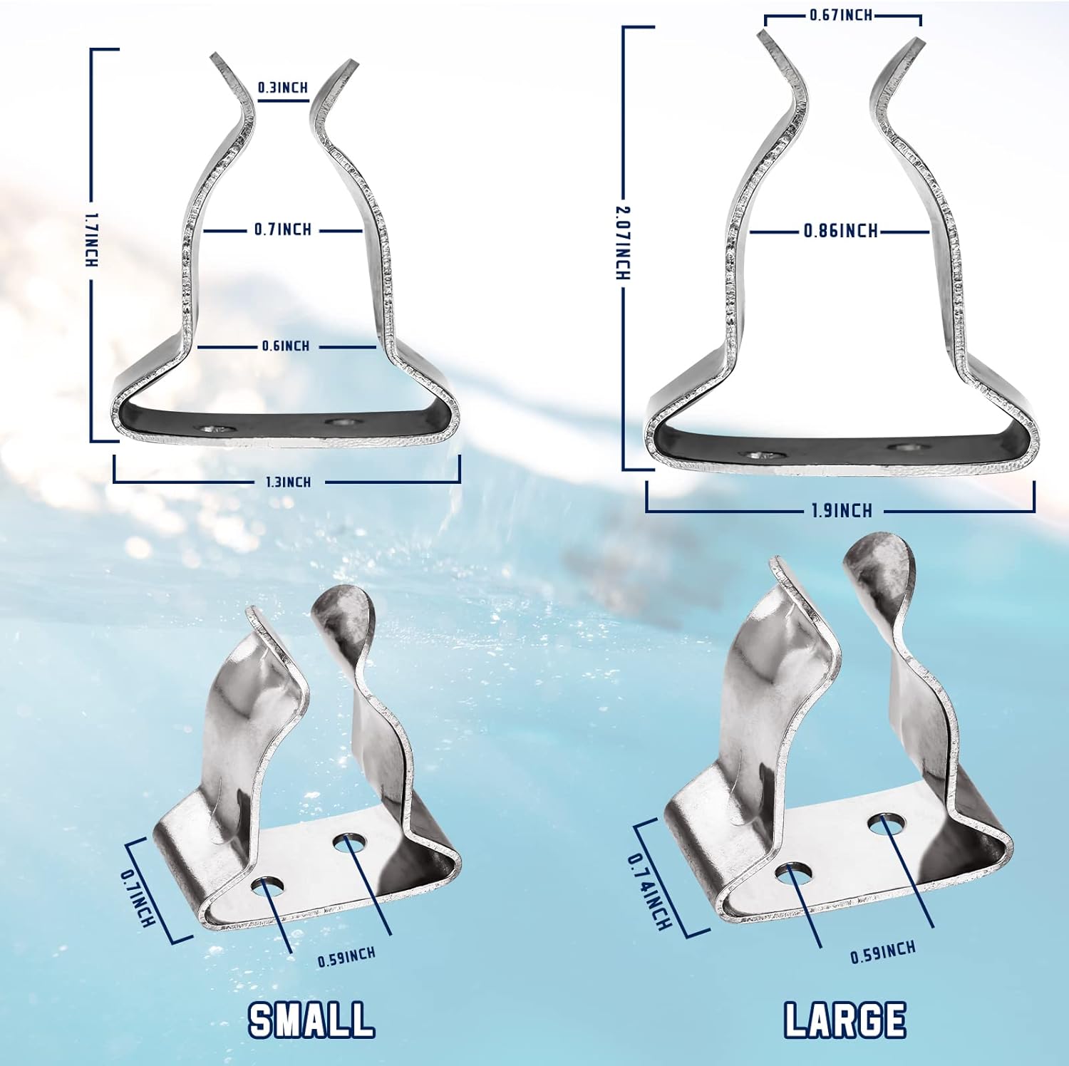 Moxweyeni Boat Hook Holder Boat Oar Holders Stainless Steel Spring Clips Marine Spring Clamp Silver Quick Release Pole Bracket Clip to Fix and Store Oars Poles Tools Sporting Goods