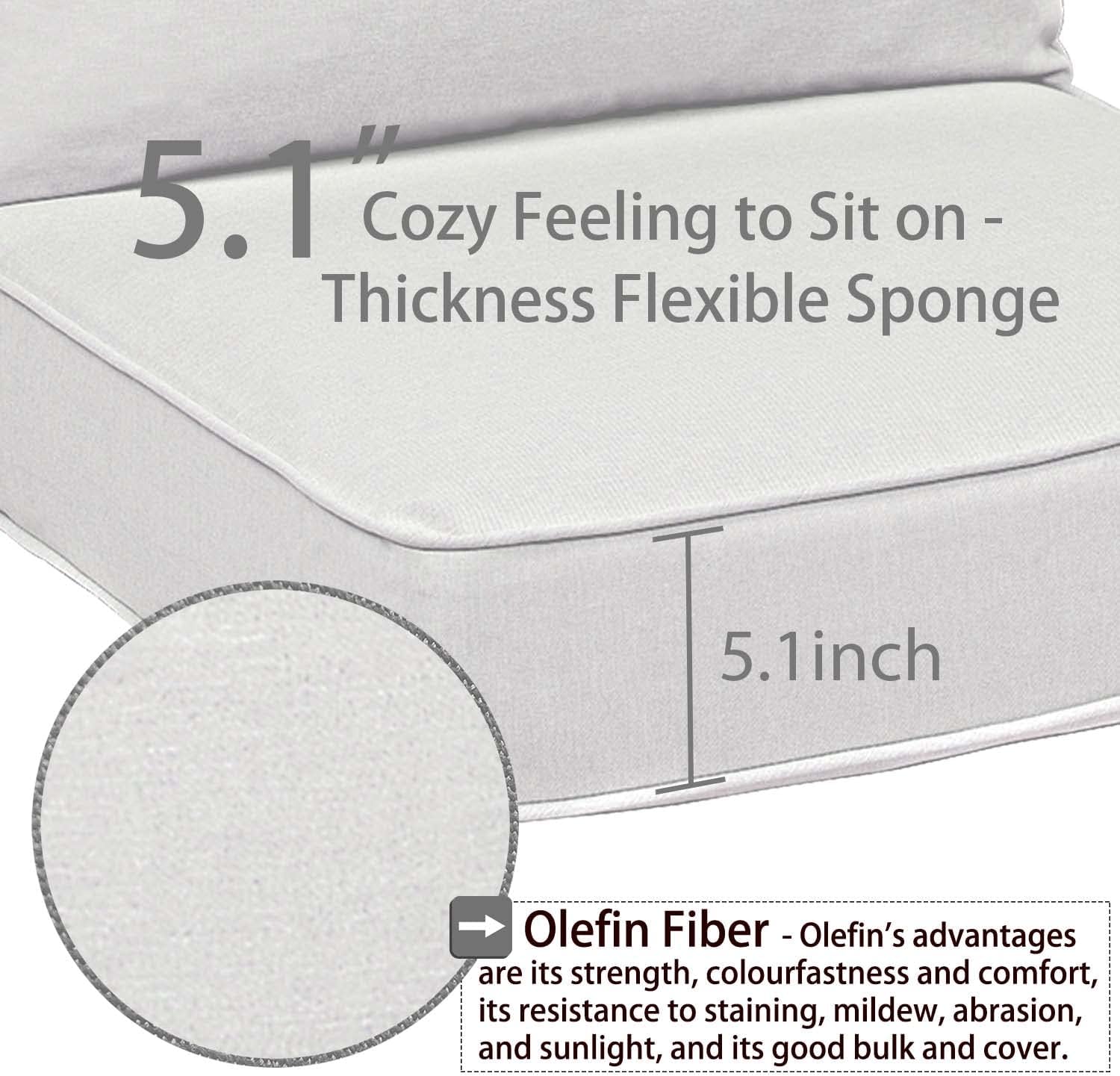 Linen Silver Olefin Outdoor Deep Seat Chair Cushion Set with Lumbar Pillows