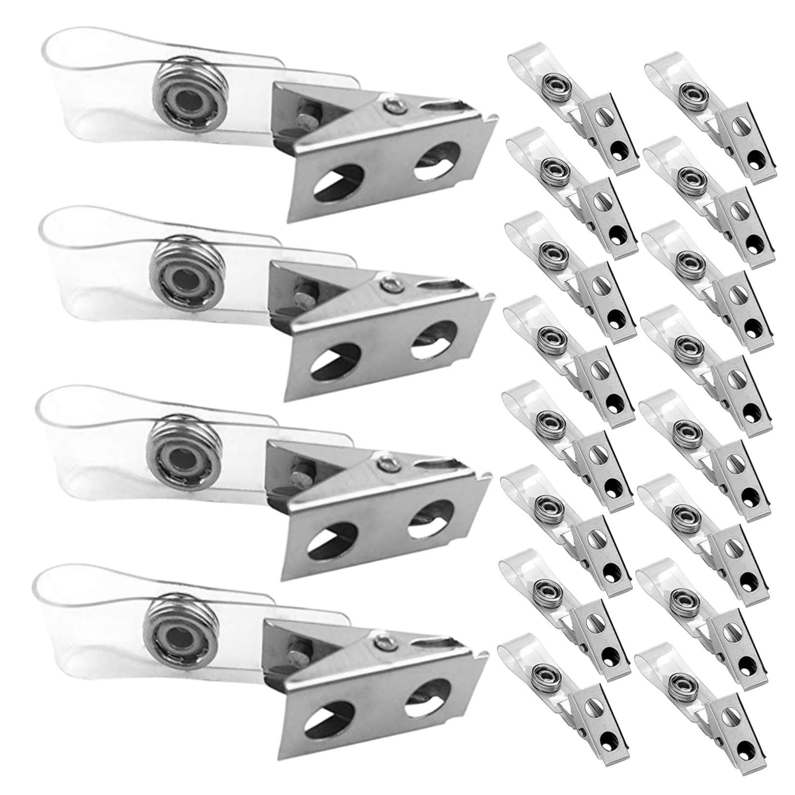 iplusmile 250pezzi Porta Tessera Badge in Metallo Clip per Targhette Identificative Doppio Foro Fermagli per Badge con Cinturini per Uso Professionale