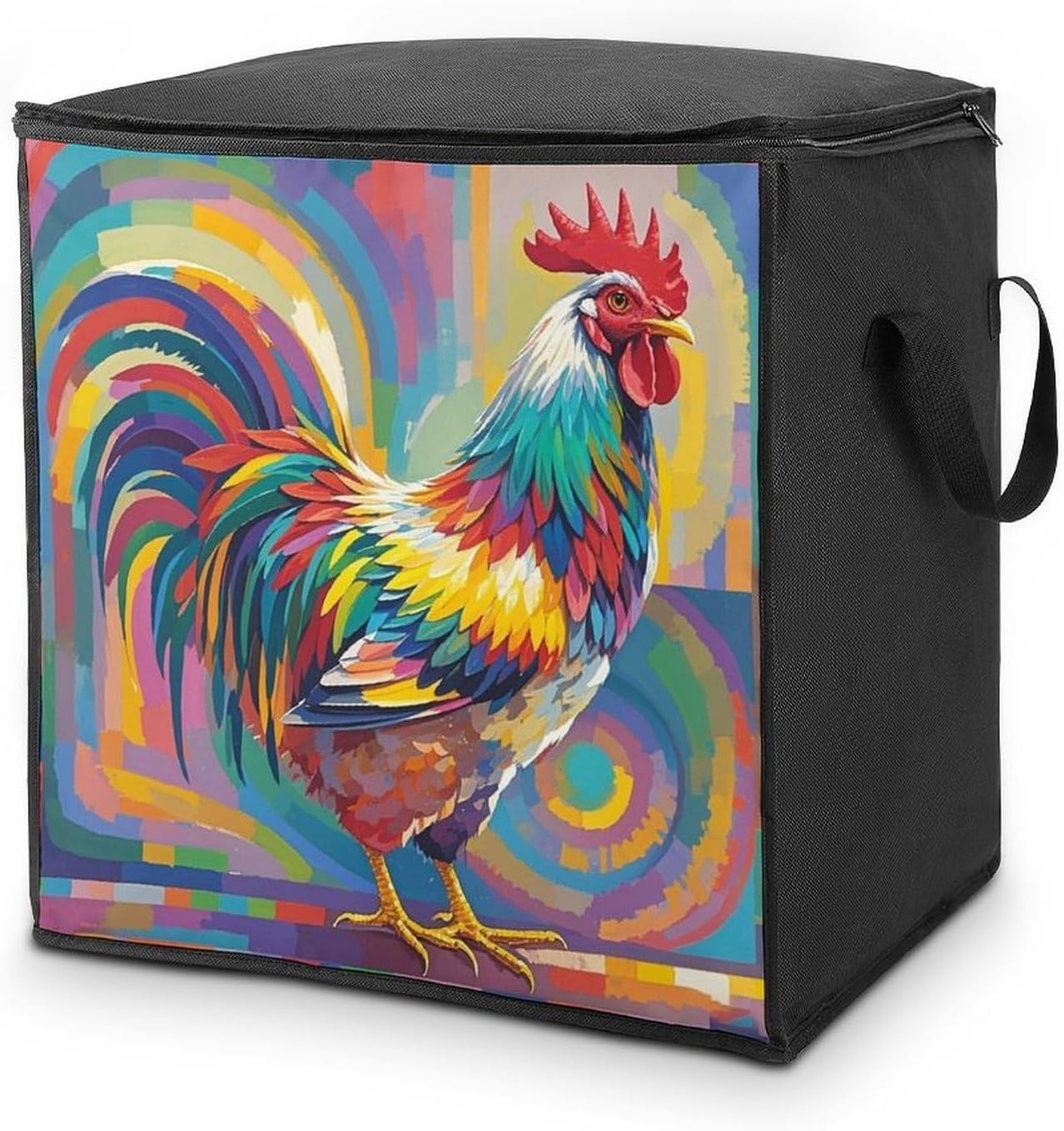 Art Chicken Comforter Storage Bag Moving Bag | Clothes Storage Bins-70L,Moving Bag With Dual Handles For Easy Carrying, Zipper Design Durability for Home,Bedroom,Closet