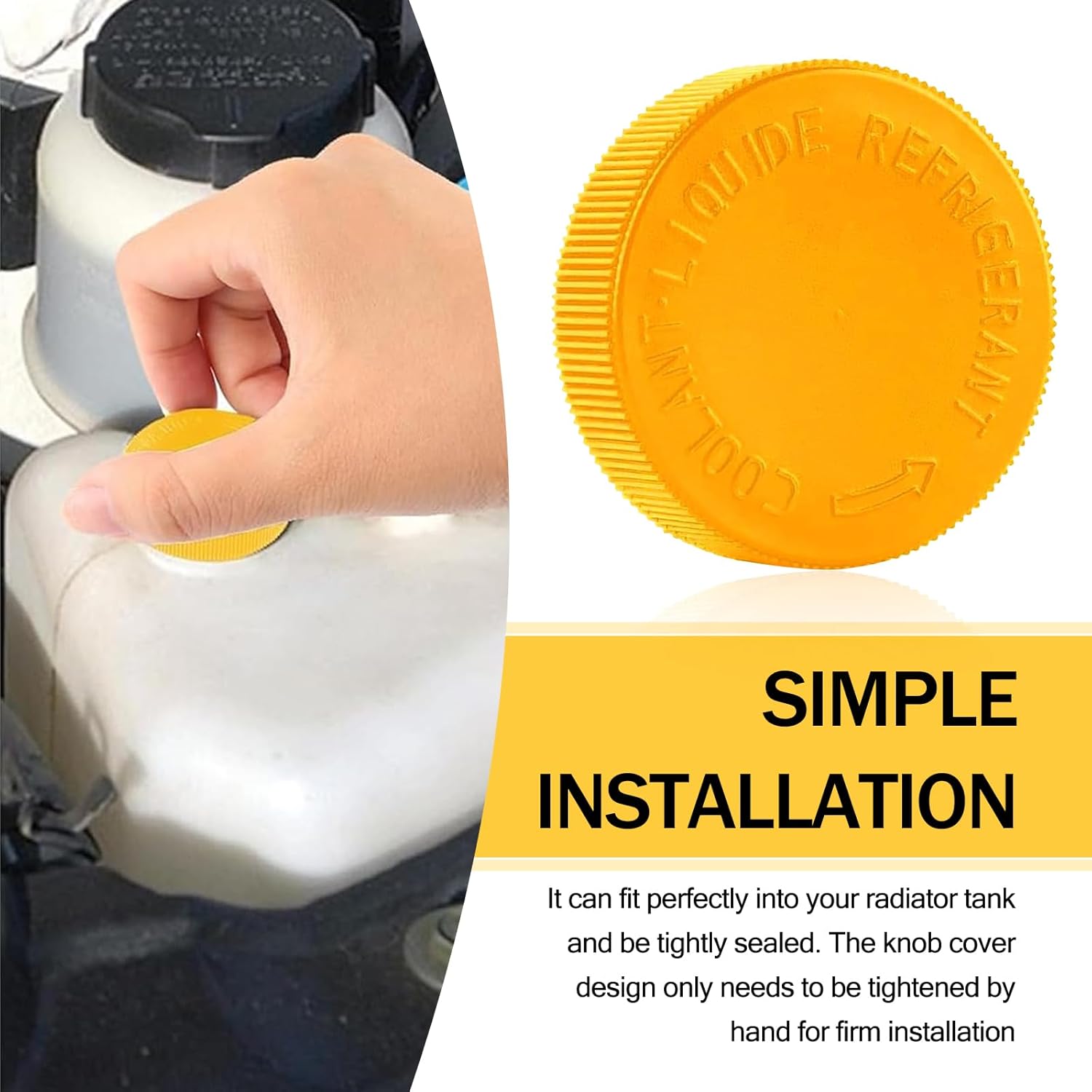 Engine Radiator Cap, 1 Radiator Reservoir Cap Replacement Parts, Replaces OEM Part #21712-79900, Compatible with Nissan Mazda Infiniti Venucia (Yellow)