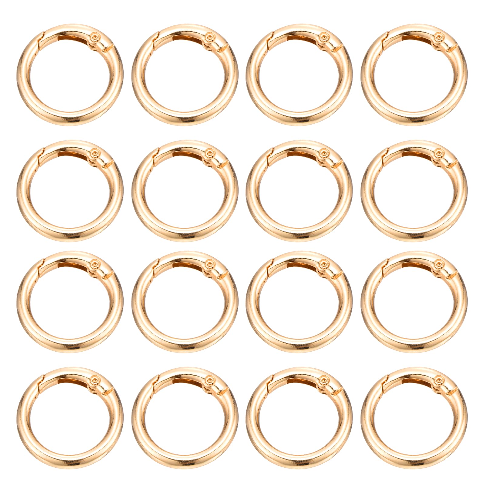 PATIKIL 16 Pcs Metal Spring O Rings, 1"/26mm Trigger Spring O Ring Round Clips Snap Hooks Barrel Plating for Keyring Buckle Keychains Bag Charm Purse Handbag Strap DIY Craft, Pale Gold