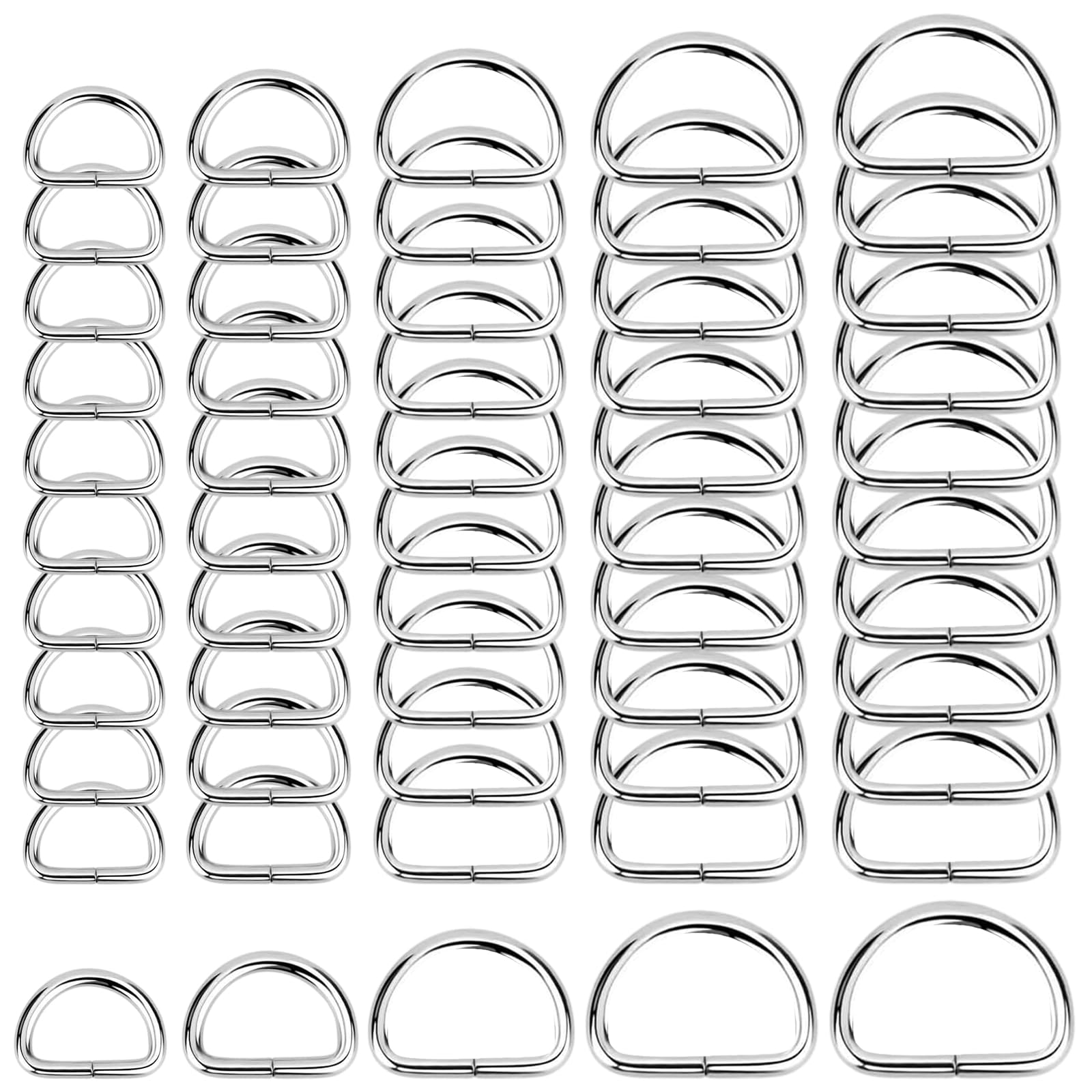 Fibbia per Anelli a D in Metallo, 100 Pezzi Fibbia per Cintura in Metallo Anelli a Forma di D Assortimento Hardware per Tessitura Cucito Cinghie