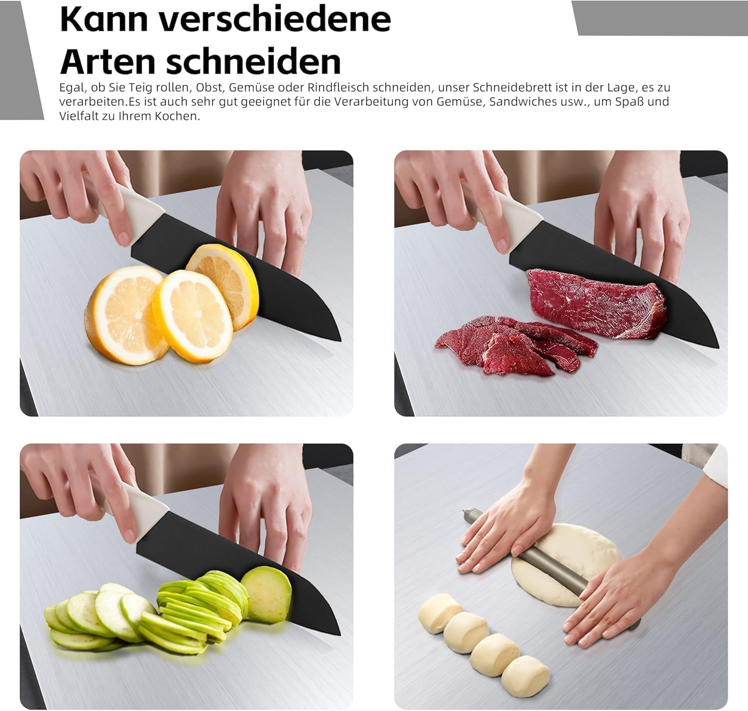 Tabla de cortar de acero inoxidable, superficie de trabajo para amasar y hornear, placa de cocina, tabla de pasta, tabla de hornear, tabla de masa con borde de tope, tablas de cortar de metal para