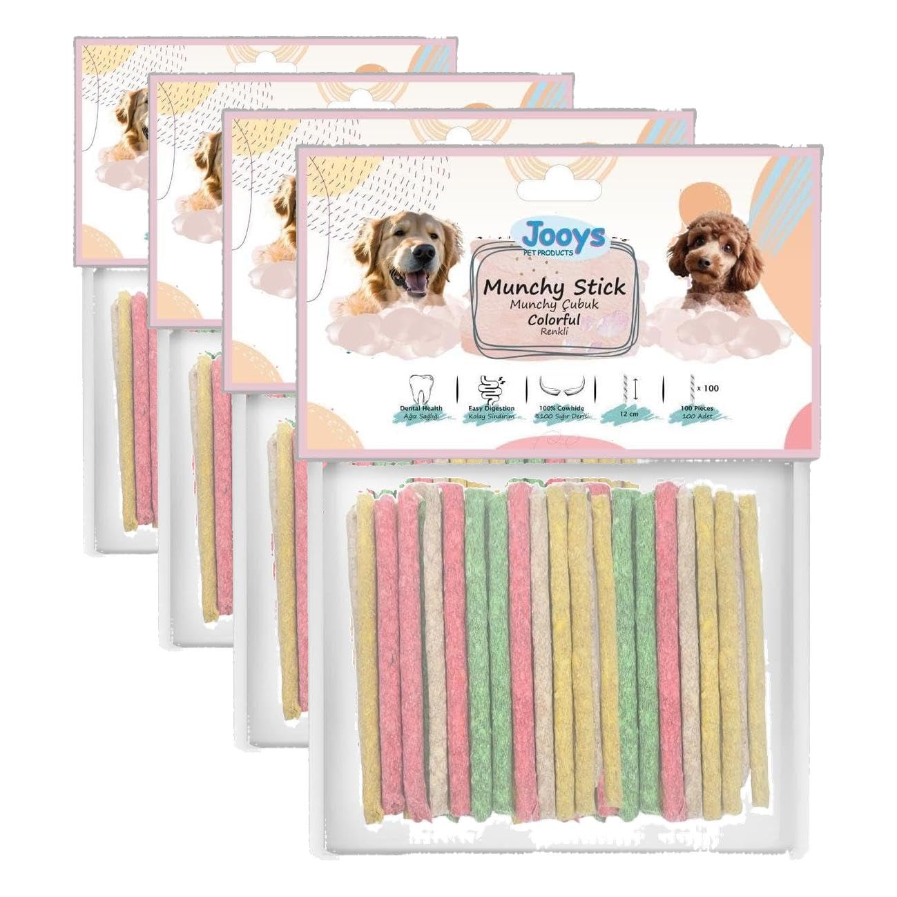 Renkli Munchy Çubuk 12 cm 100'lü (4 paketi)