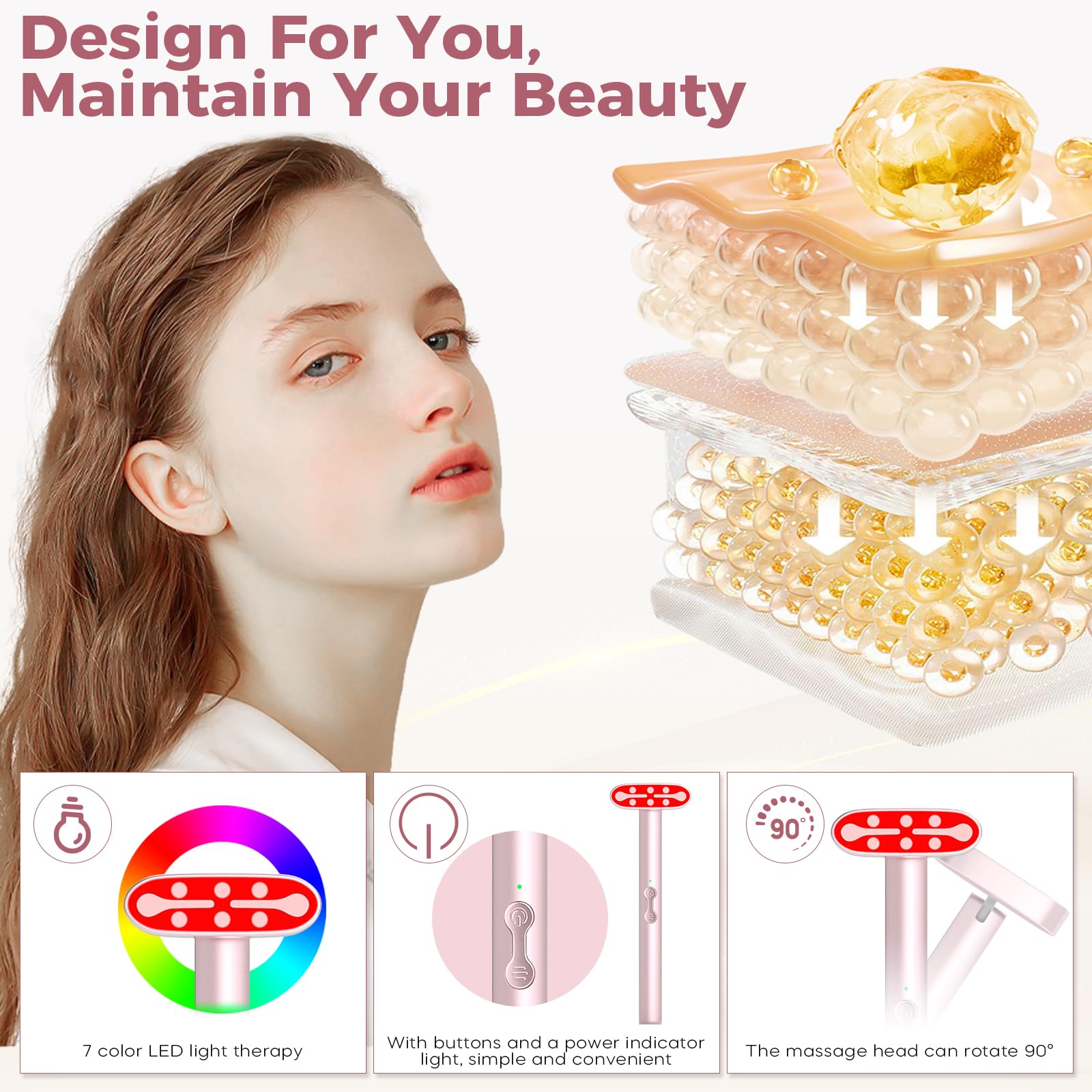 Red Light Therapy Device for Face, LED Facial Massager Wand for Skin Care at Home Face S culpting Tool for Neck — view 9