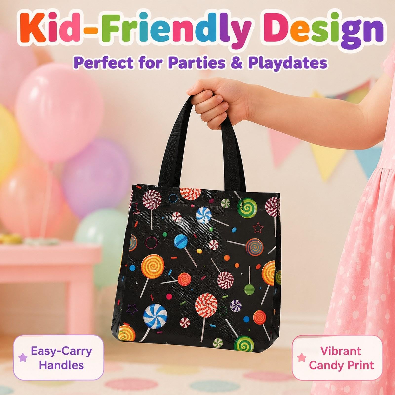 36 Pezzi Borsa Shopping Riutilizzabile Sacchetto Regalo Non Tessuto con Manici Stampa Moderna Impermeabile Adatto per Feste Regali Scuola, C