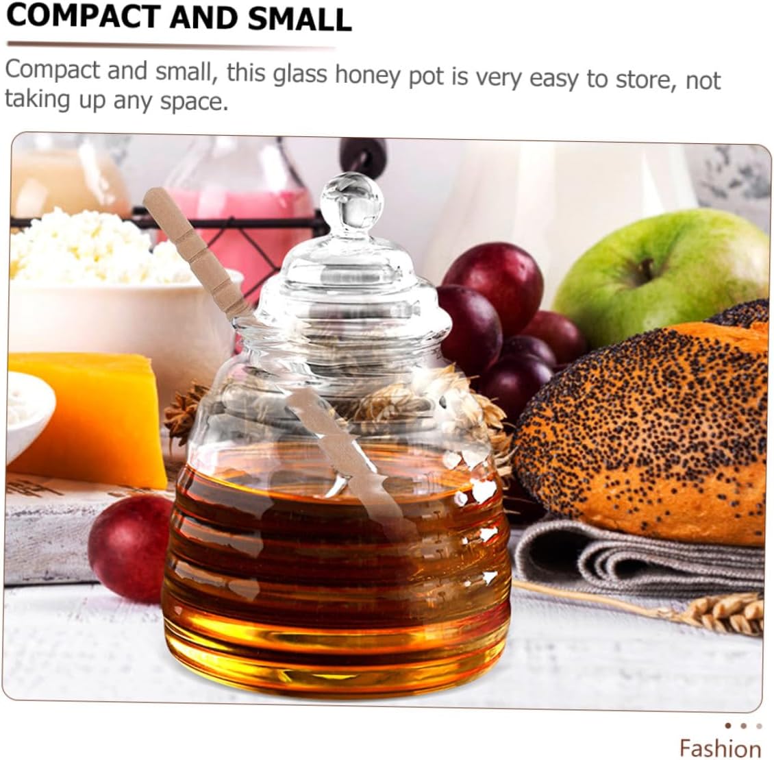 MAGICLULU 1set Lidded Honey Holder Jar Stirring Rod Glass Honey Pot Canister for Kitchen Storage Includes Large Jar Dippers
