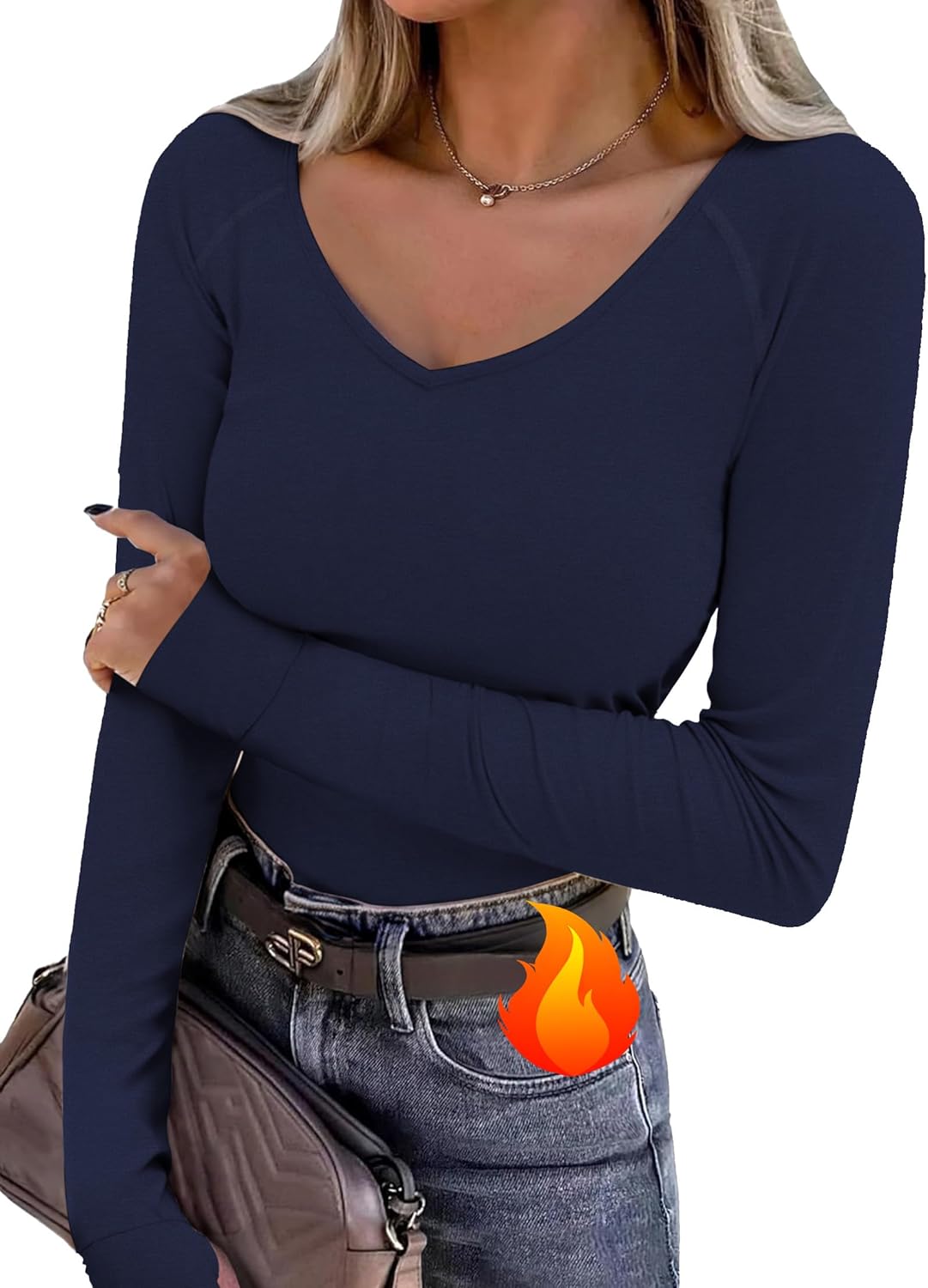 Crewhpo Thermisch T-shirt voor dames, lange mouwen
