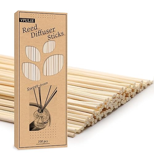 VFULIE 100PCS Reed Diffuser Sticks, 10 Inch Natural Rattan Wood