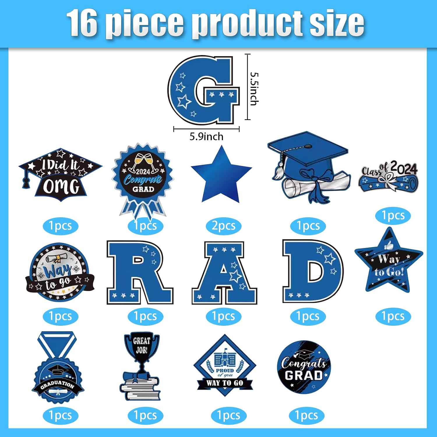 Graduation Decorations Class Of 2024,32Pcs Black Blue Paper Hanging Swirl Streamer Banner Congrats Grad Outdoor Decor For High School College Bachelor Gown Master Doctoral Graduates Party Favor Supply